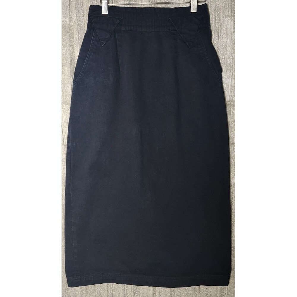 Catrina Vintage Black Denim Pencil Skirt High Waist Pinup Retro Rigid Cotton - 9
